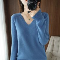 Women Sweater 2022 Spring Autumn Knitted Pullovers V-neck Slim Fit Bottoming Shirt Solid Soft Knitwear Jumpers Basic Sweaters