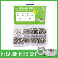 (LONG FA hardware) Hexagon Nuts ชุด M1.6 M2 M2.5 M3 M4 M5 M6 M8 304สแตนเลสสตีล Hex Nuts ชุด180/210/220/360 PCS Bolt ถั่วกล่องเครื่องมือสำหรับสกรู