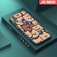 เคส JIUMOO สำหรับ VIVO V11i เคส Z3i Z3ลายการ์ตูนหมีหูกระต่ายดีไซน์ใหม่ขอบสี่เหลี่ยมด้านข้างบางมีน้ำค้างแข็งโปร่งใสกันกระแทกเคสมือถือแข็งปลอกซิลิโคนคลุมทั้งหมดเคสป้องกันกล้องนุ่ม