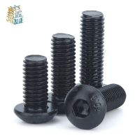 50Pcs M2 M2.5 M3 M4 ISO7380 Alloy Steel 10.9 Level Black Hexagon Socket Button Head Screw Furniture Mushroom Cap Hex Bolts Nails Screws Fasteners