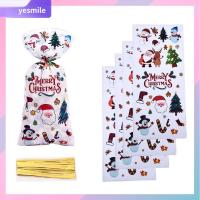 YESMILE 50Pcs สุขสันต์วันคริสต์มาส ถุงขนมคริสต์มาส ขนมบิสกิต บรรจุภัณฑ์ของขวัญ ถุงของขวัญคุกกี้ ของชำร่วยของชำร่วย ถุงพลาสติกใส่ของ ถุงบรรจุภัณฑ์คริสต์มาส อุปกรณ์ปาร์ตี้ปาร์ตี้