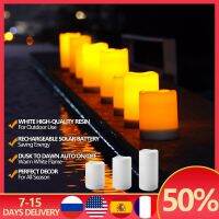 Solar Electronic Candles Lamps Flameless Rechargeable Flicker Led Light Garden Decoration Supplies Waterproof Sensor Switch