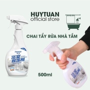 Chai xịt tẩy cặn canxi trên bồn rửa sứ vòi rửa inox vách kính gạch men nhà