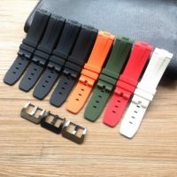 Suitable For New Style Soft 24mm Curved End Orange Black Green Red White Silicone Rubber Watchband Panerai Watch Strap PAM Bracel