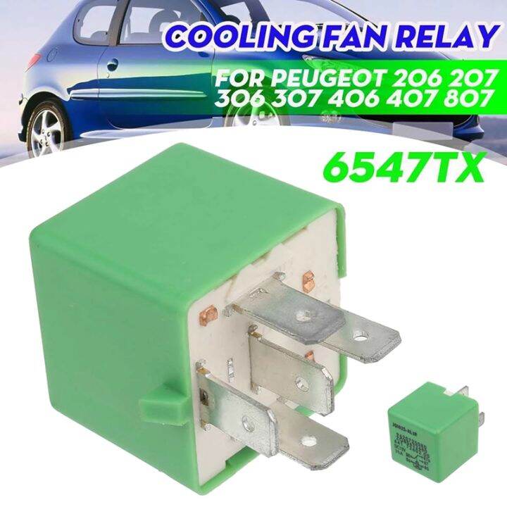 12V 35A 5 Pins Cooling Radiator Fan Relay Green 6547TX for Peugeot 206