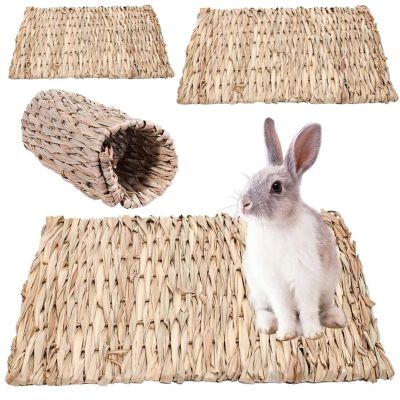 【YF】 Rabbit Grass Chew Mat Small Animal Hamster Cage Bed House Pad Woven Straw For Guinea Pig Pet Accessories