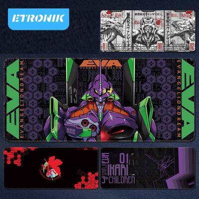 ETRONIK อะนิเมะแผ่นรองเมาส์ Evangelion EVA หนามาก แผ่นรองเมาส์ขนาดใหญ่ Gaming Mouse Pad ขนาด 80x30/90x40 ซม. HD พิมพ์สำนักงานคีย์บอร์ดเมาส์ Pad แล็ปท็อปโต๊ะ Pad