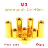 5/10pcs M3 Length 2~60mm Round Brass Standoff Spacer Stud Spacing Screw Thumb Nut Female Thread Hollow Pillars Double Pass PCB Screw Nut Drivers