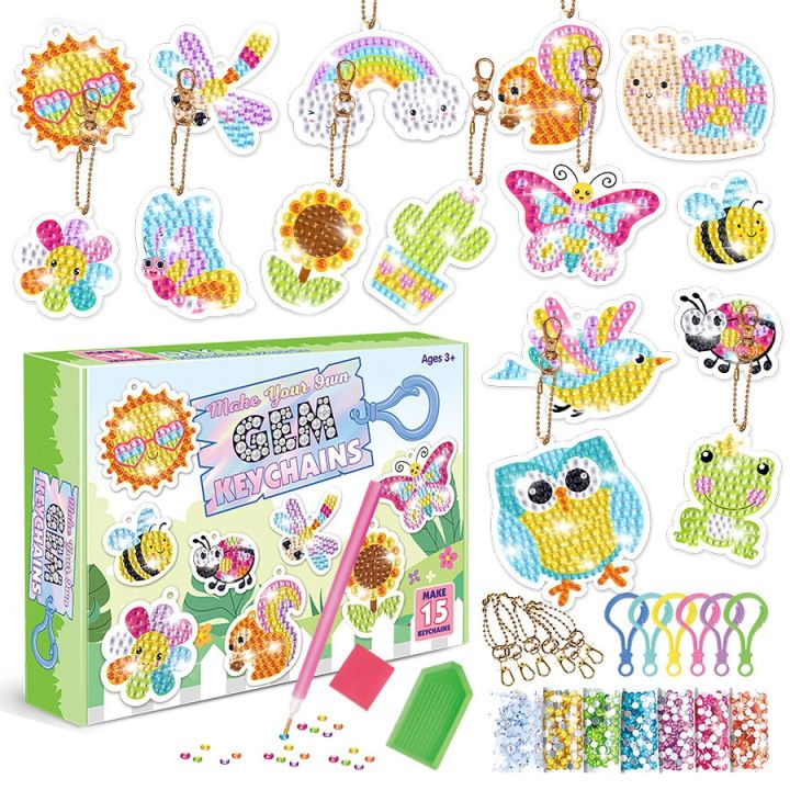 Gem Diamond Painting Art Kits for Kids Cute Stickers with Keychain ...