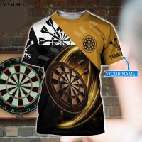 DARTS YELLOW PERSONALIZED BULLSEYE 3D Print Slim T-Shirt Tops Tees Men Gift Short Sleeve Casual Milk Fiber Better Than Cotton