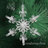 12pcs/set Acrylic Snowflake Shape Pendant Transparent Hanging Pendant Christmas Tree Hanging Decoration Door Ornament