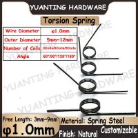 10ชิ้นเส้นผ่าศูนย์กลางลวด1.0มม. 3/6/9คอยส์สปริงเหล็กสปริง V สปริงสปริงสปริง180/120/90/60องศาสกรูตะปูรัด