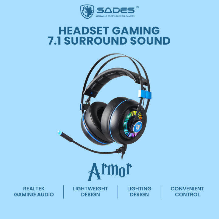 Sades Armor Digital 7.1 Channel Gaming Headset - Blue