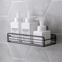 ﹉▥ Bathroom Shelves Holder Wall Mounted No-Drill Shower Storage Rack Toilet Organizer Household Kitchen Washroom Accessories