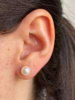 Silver thai  925 sterling silver white freshwater pearl stud earrings  ต่างหูมุกน้ำจืดสีขาวเงินแท้ 925