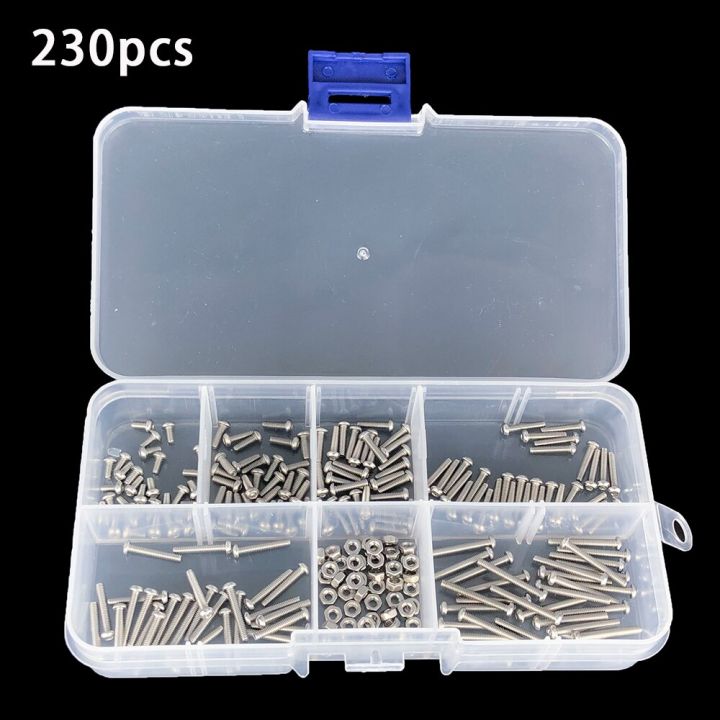 230pcs-m2-screws-nuts-bolts-304-stainless-steel-hex-socket-button-head-cap-screw-set-assortment-kit-small-screws-kit-storage-box-nails-screws-fastener