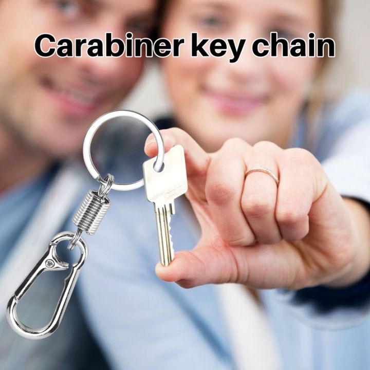 Sturdy Carabiner Key Chain Key Ring Polished Key Chain Spring Key Chain  Business Waist Key Chain, Black 