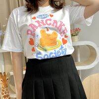 ราคาถูกPancake teddy t-shirt เสื้อยืดสีขาวลายเท๊ดดี้แพนเค้ก น่ารักมั่กๆ | Stickwithme4evS-5XL