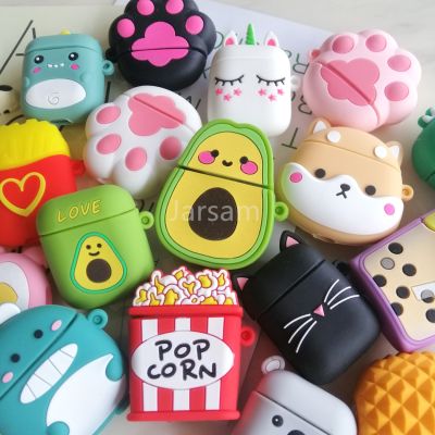 Creativity Cartoon funny cute silicone Case For Airpods 2 1 cover For Air pods 1 2 Case Wireless charging soft Cover Box