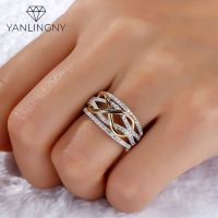 YANLIN Tendy Silver Plated Infinity Love Ring Shining Cubic Zircon Bowknot Letter 8Eternity Promise Jewelry for Woman Girlfriend