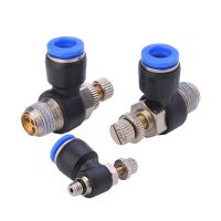 1/8 quot; 1/4 quot; 3/8 quot; 1/2 quot; BSPT Male x 4/6/8/10/12mm OD Tube Pneumatic Qucik Fitting Air Flow Speed Controller Throttle Valve