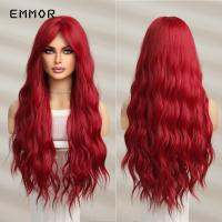 Emmor Red Wigs with Bangs Synthetic Long Wavy Wigs Daily Use Cosplay Natural Hair Wig for Women High Temperature Resistance [ Hot sell ] men Shose Center