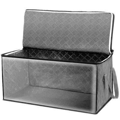 2PCS Quilt Organizer Box Foldable Portable Closet Stackable Bins Non Woven Clothes Storage Blankets Collecting Case