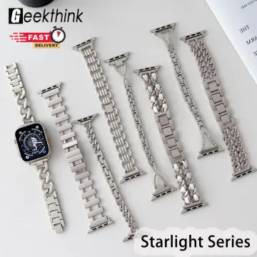 Starlight Steel Strap for Apple Watch Band Ultra 49mm 44mm 40mm 41mm 42mm  45mm Metal Bracelet Correa IWatch Series 8 7 SE 6 5 3
