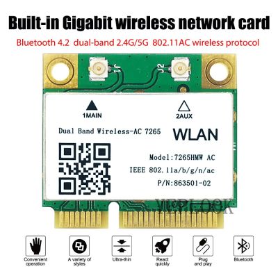 1200 MC-AC7265ไร้สาย Intel 7265 7265HMW ครึ่ง Mini PCI-E 802.11ac การ์ด Wifi 2X2 WiFi + BT4.2 Dual Band 2.4G/5GHz การ์ดเชื่อมต่อเครือข่าย LWK3825