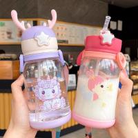 ❈♕✷ Water Bottle Cute Unicorn Creative Micro Landscape Interesting Design Plastic Water Cup Rainbow Color Girl Portable