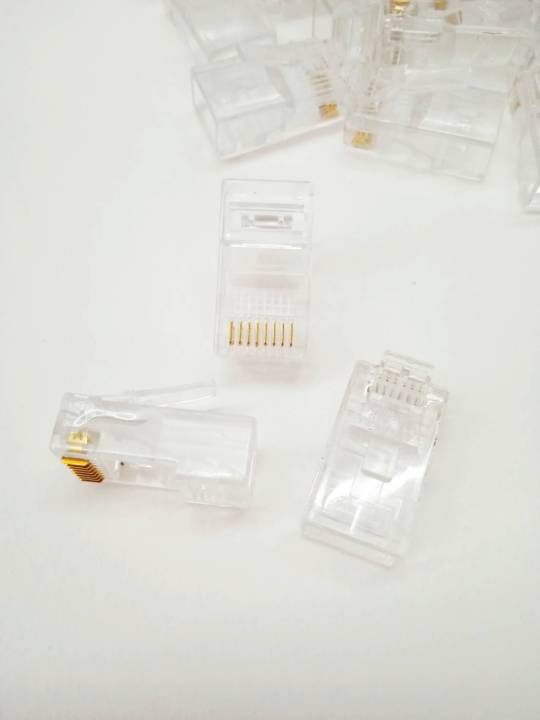 rj45-cat5e-หัวแลนด์-มี50ตัว-ใช้เข้าหัวสายแลนด์-อุปกรณ์ต่อพ่วงสายอินเตอร์เน็ต-แข็งแรงทนทาน-ทำจากวัสดุที่ได้มาตราฐาน-ใช้ง่าย