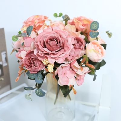 hot【cw】 Artificial Flowers Silk Bouquet Hydrangea Bride Holding Fake Wedding Decoration Accessories