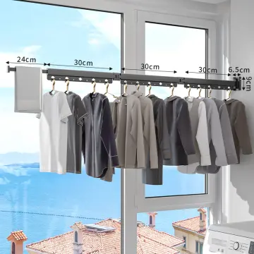 Wall-mounted retractable folding underwear drying rack dormitory