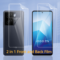 (2-In-1) ฟิล์มไฮโดรเจลแบบใสสำหรับ Vivo IQOO Z7x 5กรัมปกป้องหน้าจอหน้าและหลังคลุมทั้งหมดฟิล์มบางเจลน้ำ