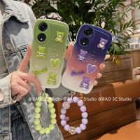 ใหม่ เคสโทรศัพท์ Case OPPO A78 A77 A76 A96 A95 A55 A16 4G 5G Ins เคส หมีสีเขียวตุ๊กตาตัวใหญ่เป็นลอนอินเทรนด์กรอบนิ่มกันตกพร้อม2023สร้อยข้อมือลูกปัด