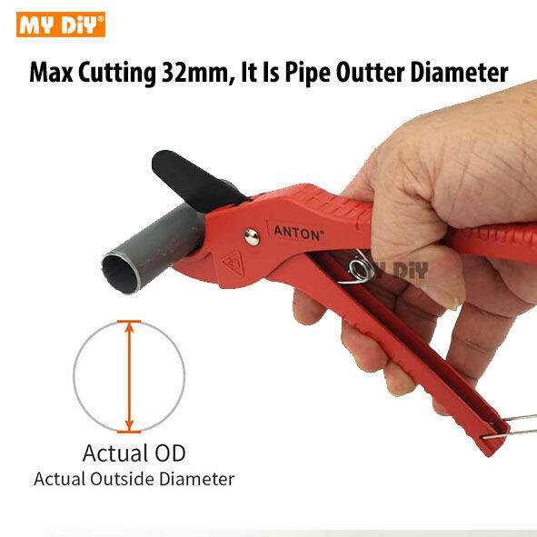 MYDIY Online2u ANTON Pvc Pipe Cutter 32mm Heavy Duty Speed Cut Aluminium Alloy Body Poly Pipe