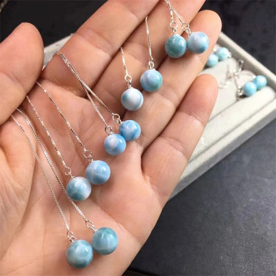 Natural Blue Larimar Gemstone Small Earring s925 Sterling Silver Fine Jewelry Gift Party Lady Gift Free Express