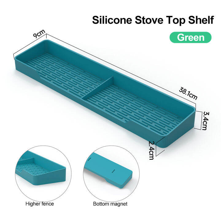 rebrol-ขายดี-ชั้นวางเตาอบซิลิโคนแม่เหล็กชั้นวางของด้านบนเตาครัวประหยัดพื้นที่เก็บเครื่องเทศเครื่องล้างจานปลอดภัยชั้นวางเตาออแกไนเซอร์แร็ค