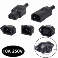 ✈✲✼ IEC320 10A 250V Black Male female docking Plug Connector Rewireable C13 C14 Plug Rewirable Power Konektor 3 Pin AC Socket