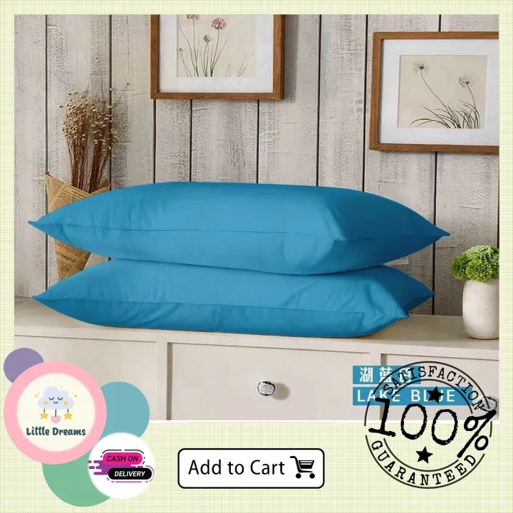 Little DreamsPlain Pillow Case SET of 2 18x28 Inches Pillow Case Washed Cotton Pillowcase, 2