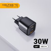 Hjghfhf VOLTME 30W USB C GaNIII ที่ชาร์จแบตเตอรี่รองรับ PPS 3.0ชาร์จเร็วสำหรับ iPhone 11 13เม็ด