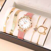 【YF】✹✘  5PCS Set Fashion Business Watches Ladies Leather Womens Wristwatch Relogio Feminino