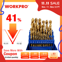 WORKPRO 29PC Titanium Drill Bit Set Multifunctional Drill Bit Set With Metal Case Portable Power Accessories Set