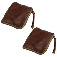 2X Leather Coin Purse,for Women&amp;Men Vintage Handmade Wallet,Mini Card Holder Bag,Zipper Purses