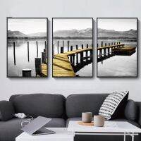 ที่สวยงามนอร์ดิกภูมิทัศน์ Gold Lake Wall Art ภาพวาดผ้าใบสำหรับตกแต่งบ้าน Breath-Taking Scenery เหมาะสำหรับห้องนั่งเล่นห้องนอนและสำนักงานตกแต่ง