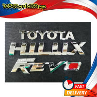 logo TOYOTA + HILUX + HILUX REVO ชุปโครเมี่ยม โลโก้ โตโยต้า TOYOTA Chrome 3 ชิ้น โลโก้ชุปอย่างดี เกรดห้าง (รับประกัน 6 เดือน)toyota.revo.มีบริการเก็บเงินปลายทาง