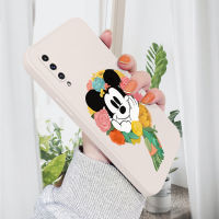 GGK เคสโทรศัพท์ลายการ์ตูนสำหรับ Samsung Galaxy A42 5G,A51 Samsung A50S A50เคสมิกกี้ทรงสี่เหลี่ยมดั้งเดิมปลอกซิลิโคนของเหลวเคสป้องกันทนแรงกระแทกกล้องคลุมทั้งหมด