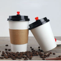 100PCS Paper Cups for Coffee Environmental Protection Transparent Disposable Plastic Cups with Lids Portable Milk Tea Cup