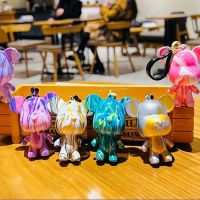 Creative DIY Fluid Violent Bear Miniature Decorative Ornament Couple Keychain Self Painting Graffiti Handmade Pendant