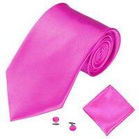 Fashion Tie Set for Men Women 10CM (4 In) Wide Wedding Satin Cufflinks Handkerchief Necktie Sets